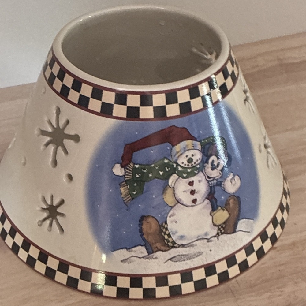 Walt Disney World Mickey Mouse Christmas Snowman Yankee Candle Jar Shade Topper